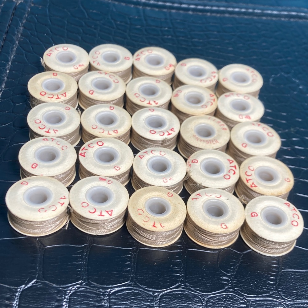 25 ATCO Style‎ G TAN Fiber Polyester Prewound Bobbins - Picture 2 of 4